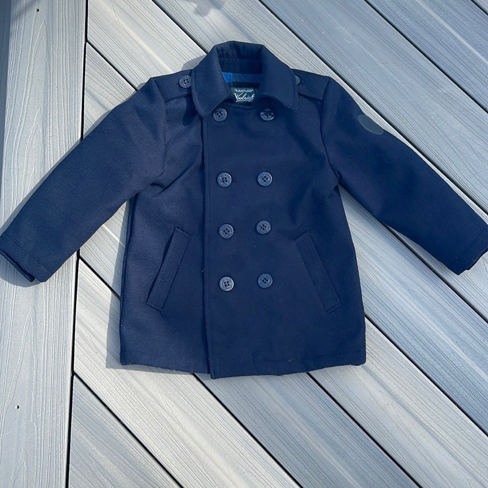 Unisex Beautiful Navy Woolrich Peacoat